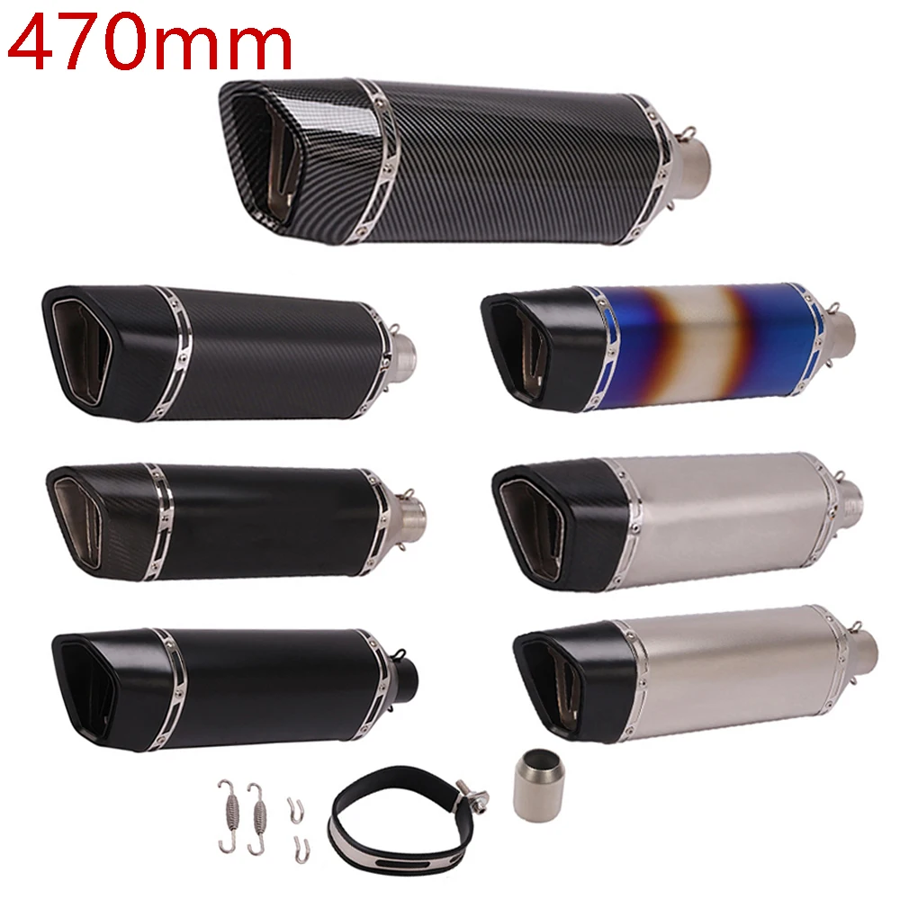 

Universal 470MM Motorcycle Exhaust Muffler with DB Killer For R3 Z900 S1000RR CBR650 ZX4R ZX25R MT07 GSX150R R1 slip-on