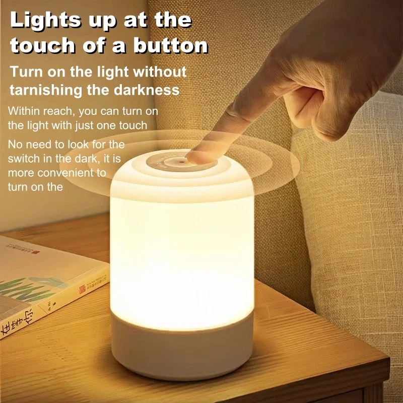 LED Night Light Touch Table Lamp Rechargeable Desk Lamp 3Colors Adjustable Bedside Creative Ambient Light Bar Room Decor Light