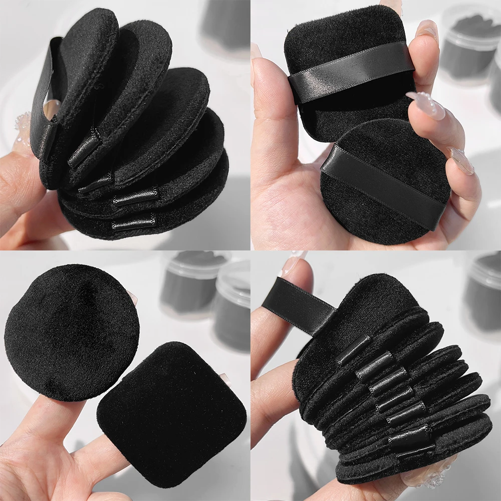 Black Velet Powder Puffs com caixa, sopro de fundação facial portátil, esponja de maquiagem macia, ferramentas de maquiagem, atacado