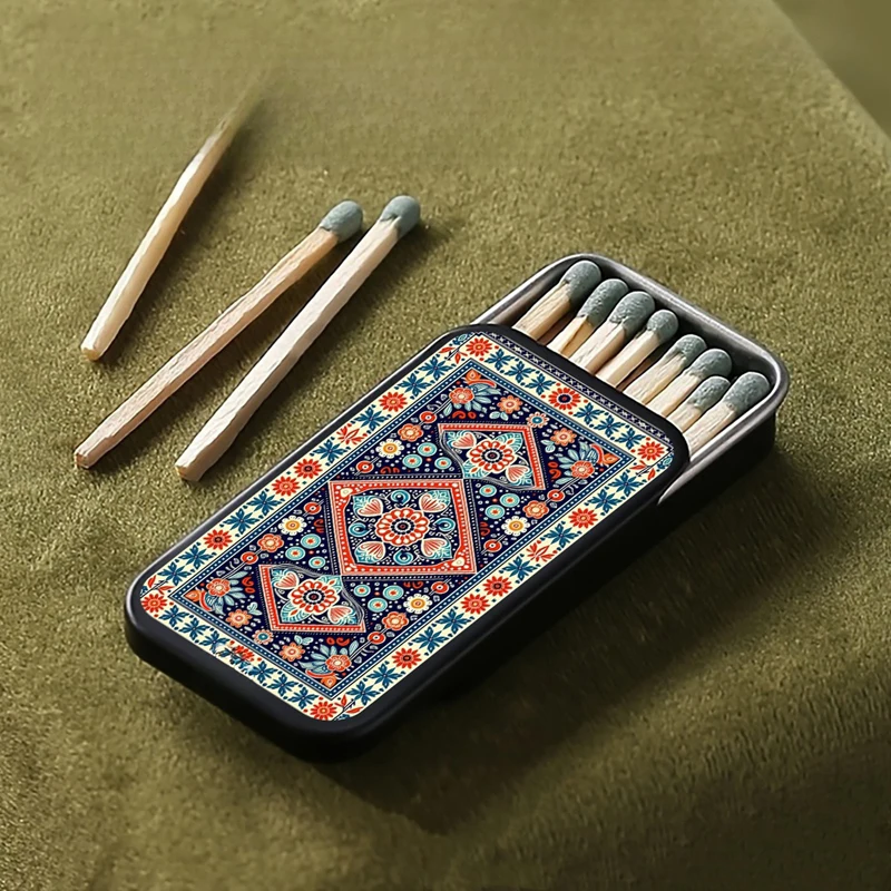 1Pc Vintage Metal Match Box Cigarette Case Collectible Gift for Men Bar Home Decor Retro Storage Box No Matches