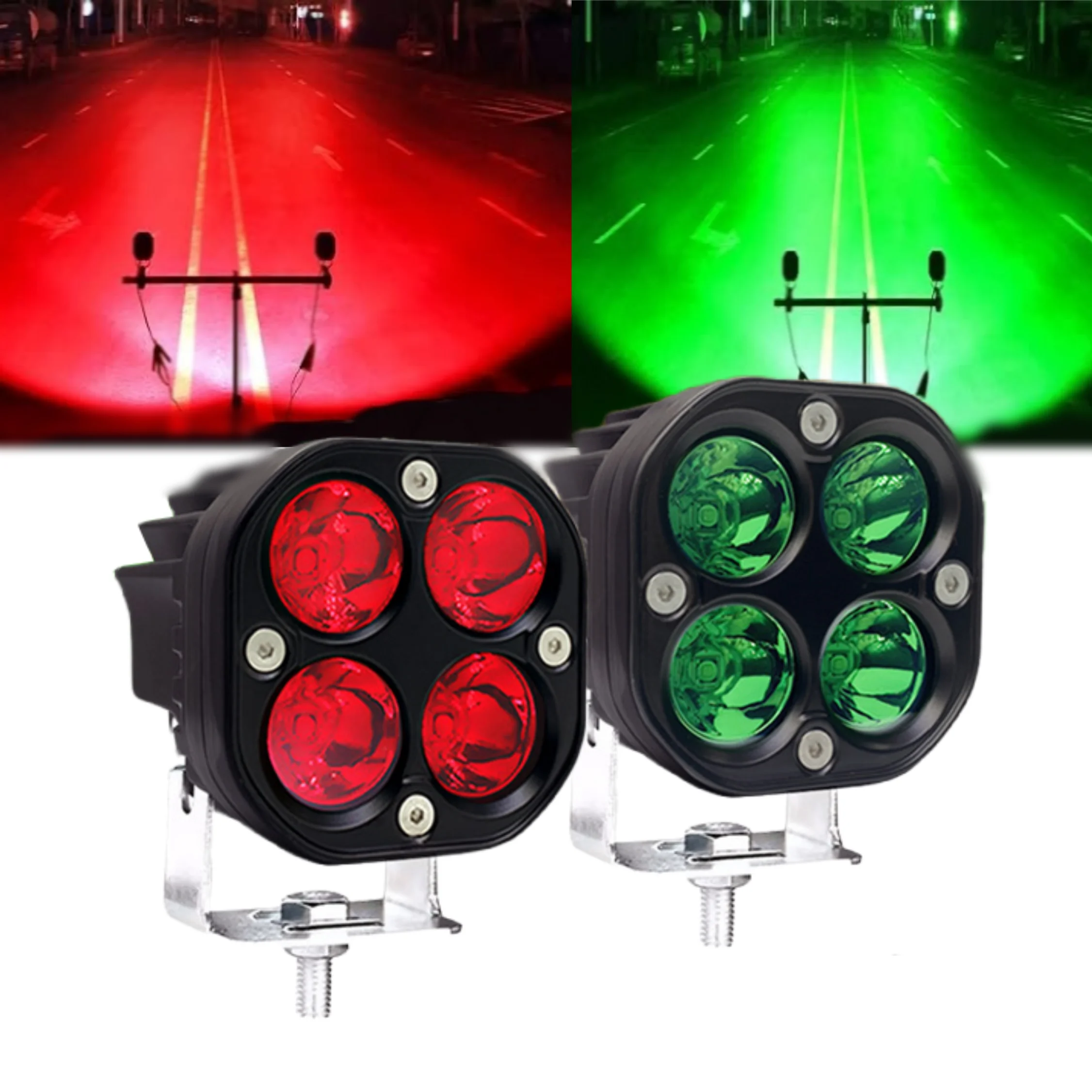 3 Inch Red Green LED Work Light Bar 12V 24V 40W Square Spotlights Driving Fog Lights Auto Headlights For 4x4 Offroad Car Truck