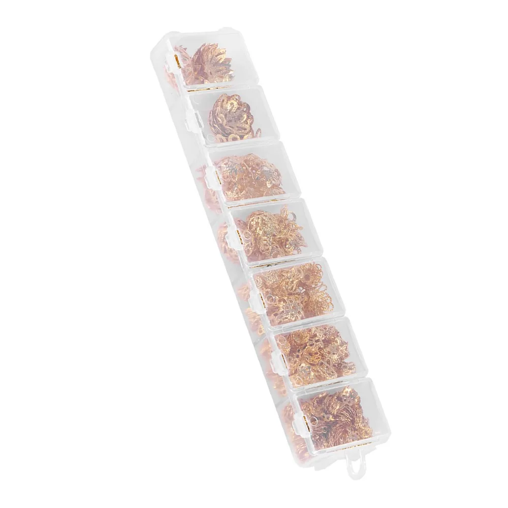 

300PCS Full Set Flower Shaped Spacer Beads Plated 7 Sizes Bead Caps Gold Silver Metal Accessories Earring Making