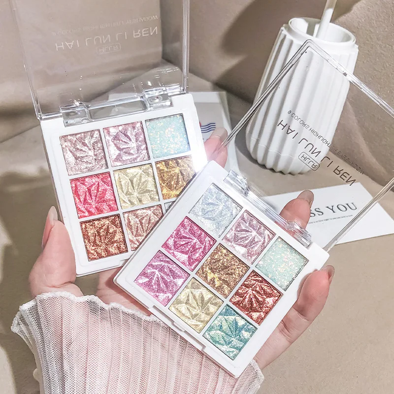 9 Color Glitter Eyeshadow Palette Highly Pigmented Long Lasting Waterproof with Chunky Sparkle for Stage Festival Party Makeup