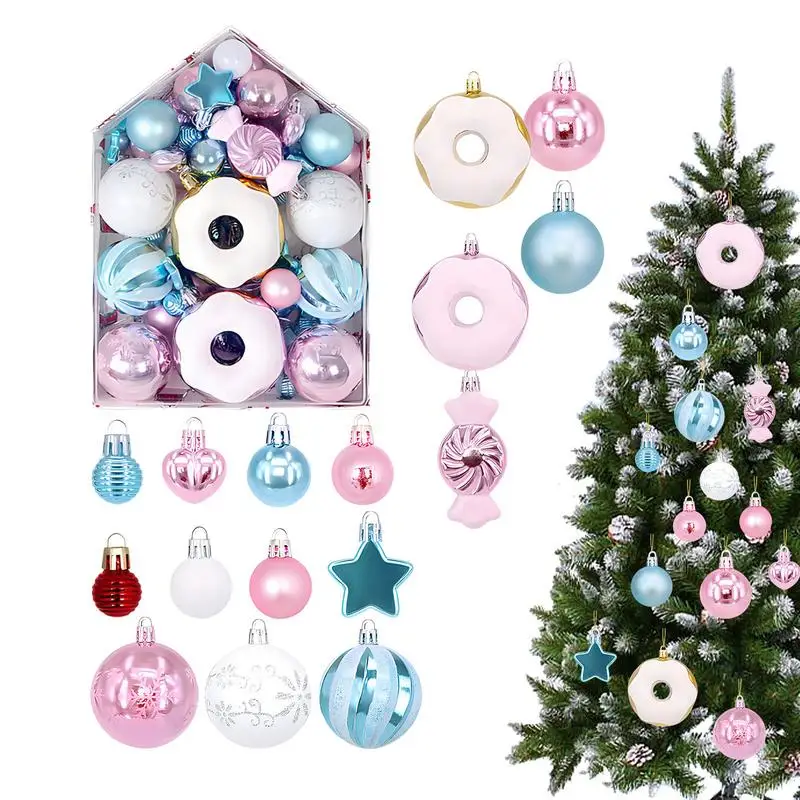 72Pcs New Christmas Ball Ornaments Colored Decorative Baubles Shatterproof Christmas Tree Ornaments Holiday Party Wedding Decor