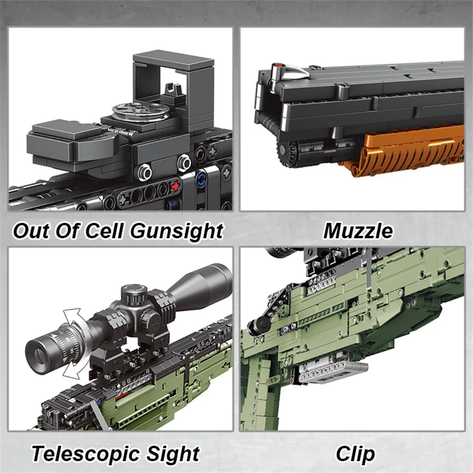 Xingbao 24001/24002ปืนของเล่น M1897และ AMW ปืนไรเฟิลบล็อกตัวต่ออิฐของเล่นก่อสร้างของเด็กผู้ชายของขวัญคริสต์มาส
