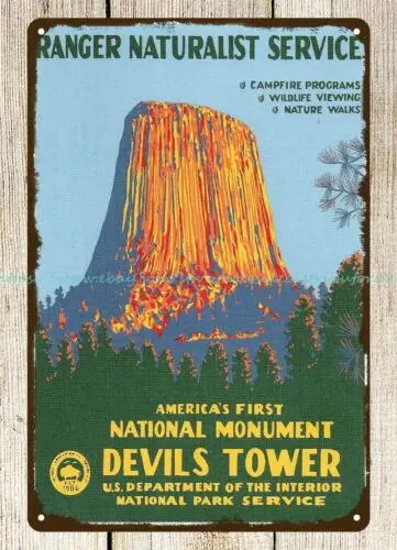 Devils Tower National Monument WPA poster metal tin sign outdoor metal wall art