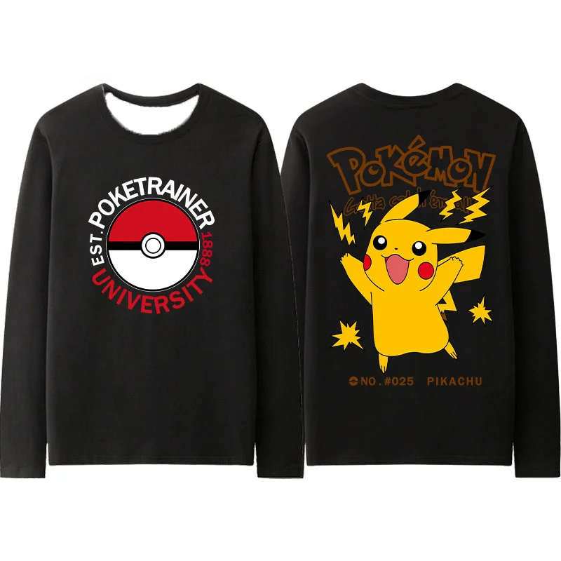 

Высококачественная осенне-зимняя теплая футболка унисекс с длинными рукавами в стиле аниме Pok é mon, удобная и повседневная свободная рубашка с длинными рукавами