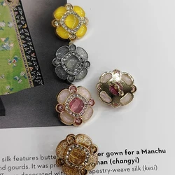 18/20/23MM Luxury Flower Designed Rhinestone Metal Buttons Of Clothing High Quality Fashion Decor Shank Button For Sewing DIY