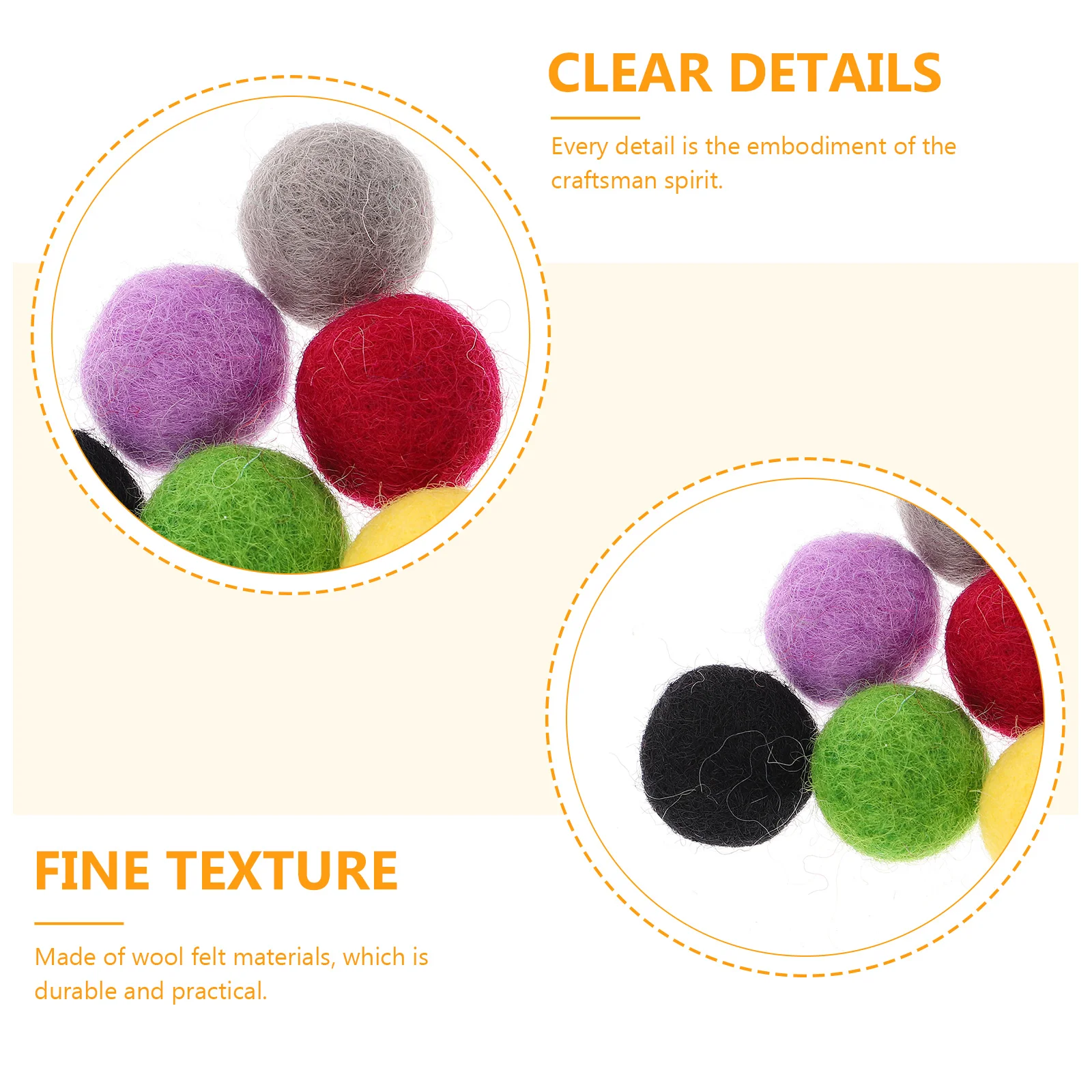 

100pcs Wool Felt Balls 2cm Handmade Craft Supplies DIY Materials for Clothing Hairpin Accessories Bright Colors Mixed