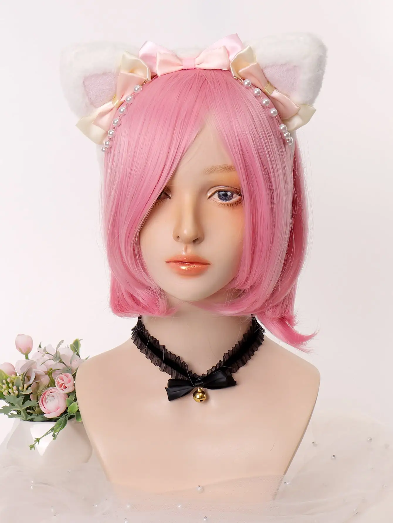 Cosplay Wig 35cm Short Pink Wigs Heat Resistant Synthetic Hair Role Play Wigs