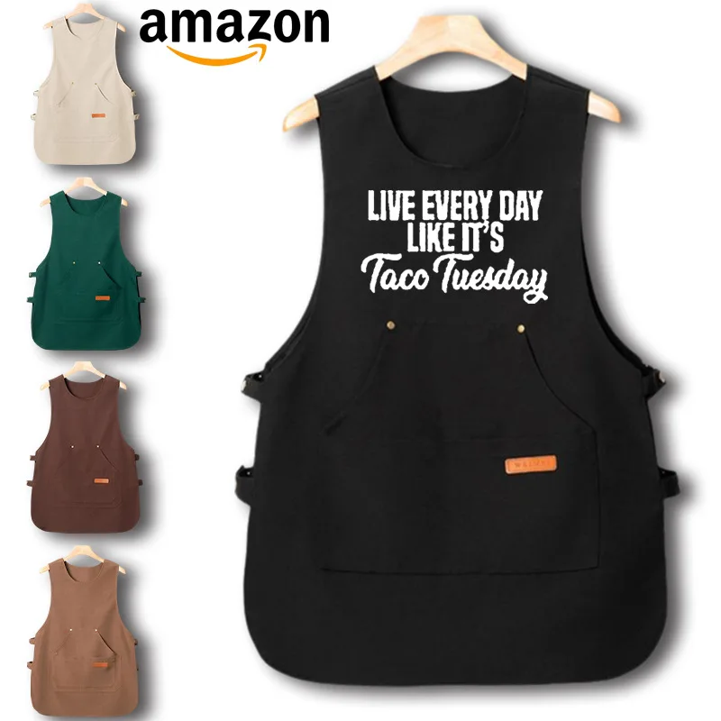 Trendy Customizable Logo Apron for Restaurant Cafe Supermarket Waterproof OilResistant Household Kitchen Wear