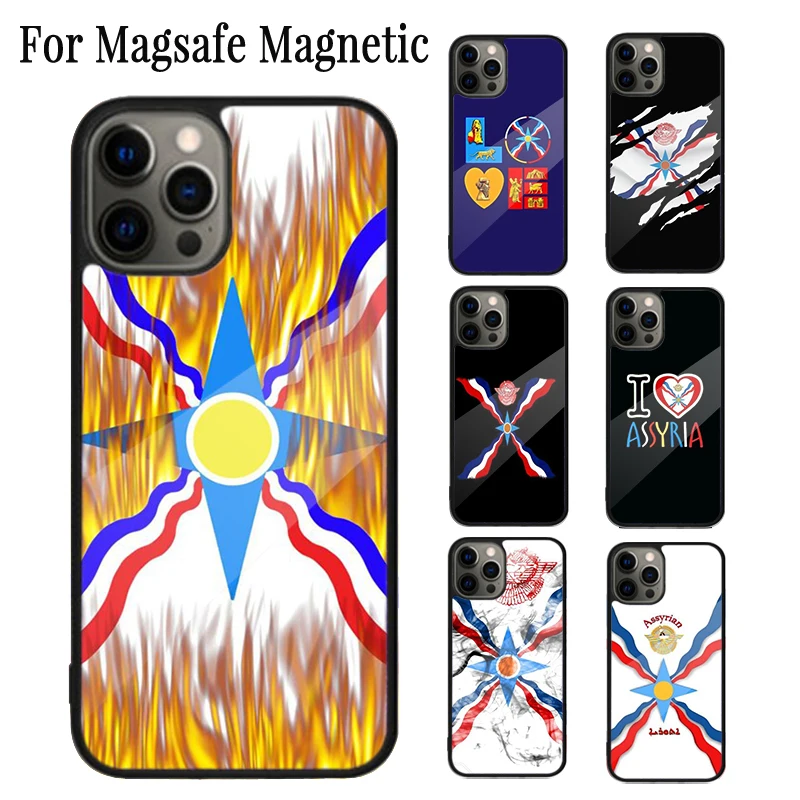 Assyria Flag Assyrian Magnetic Phone Case Coque For iPhone 16 15 14 Plus 13 12 Mini 11 Pro Max Magsafe Wireless Charging Cover