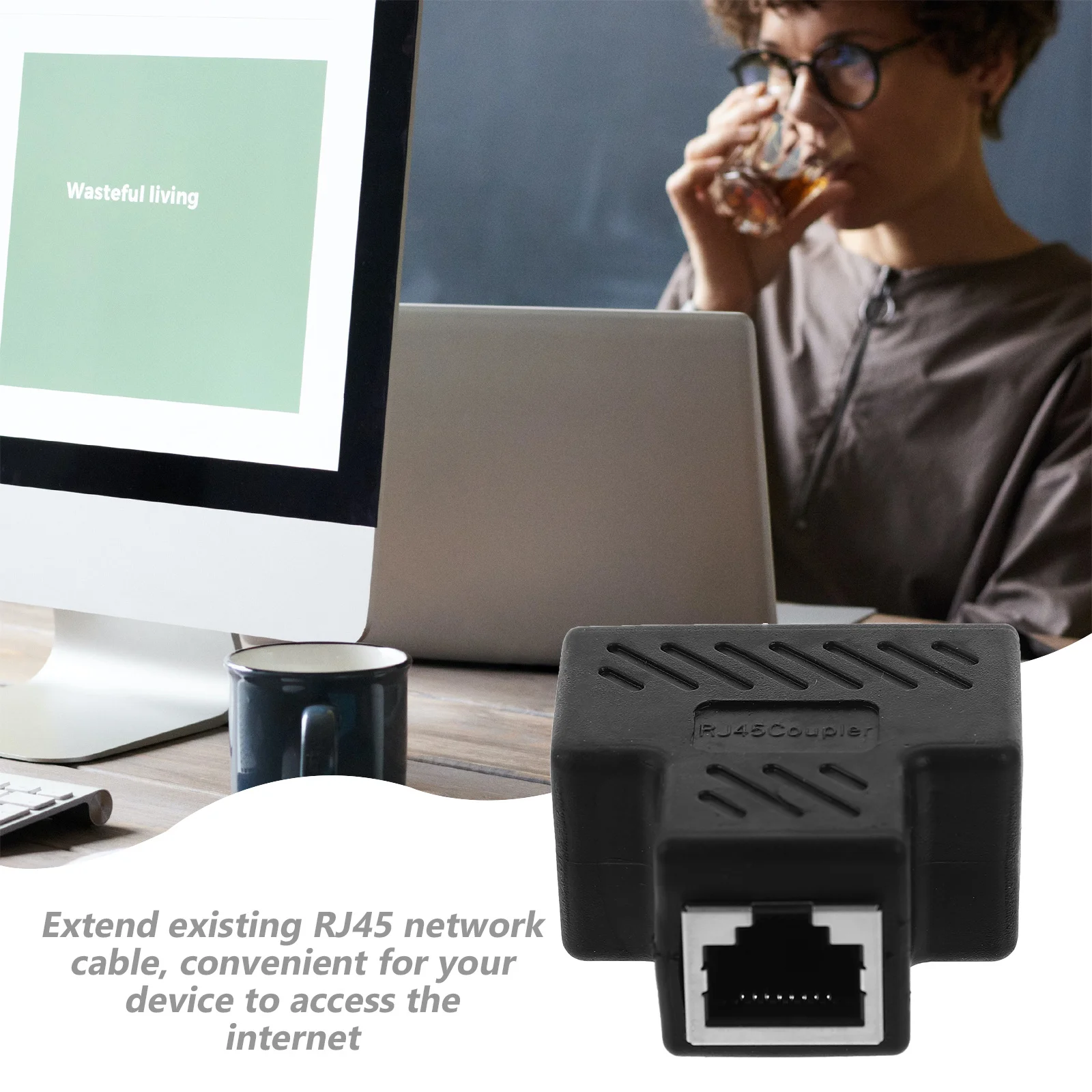 

Rj45 1 To 2 Ethernet Splitter -Way Network Adapter For Internet Extension Cable Splitter Port Module Extender