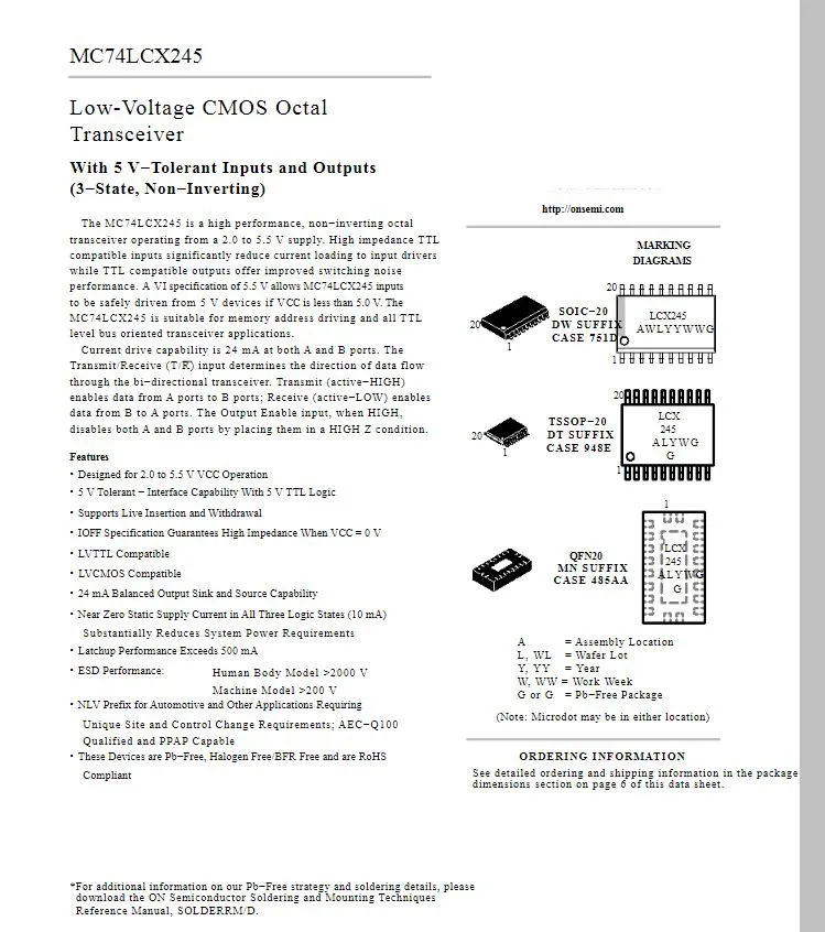 10pcs MC74LCX245DTR2G LCX245 MC74LCX245 TSSOP-20 74LCX245 MC74LCX245DTR2 Low-Voltage CMOS Octal Transceiver  100% New original