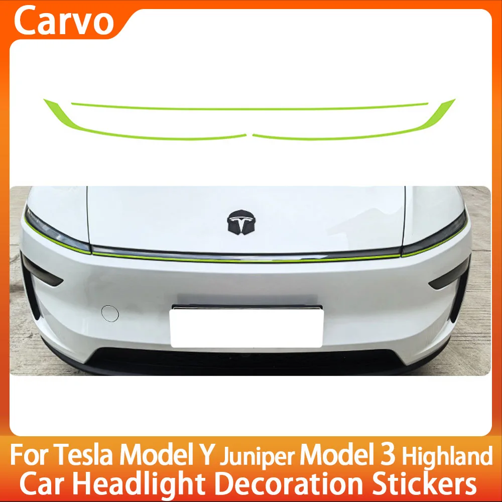 

For Tesla Model 3 Highland 2025 Car Headlight Decoration Stickers Model Y Juniper 2026 Trim Strip Color Change Film Accessories