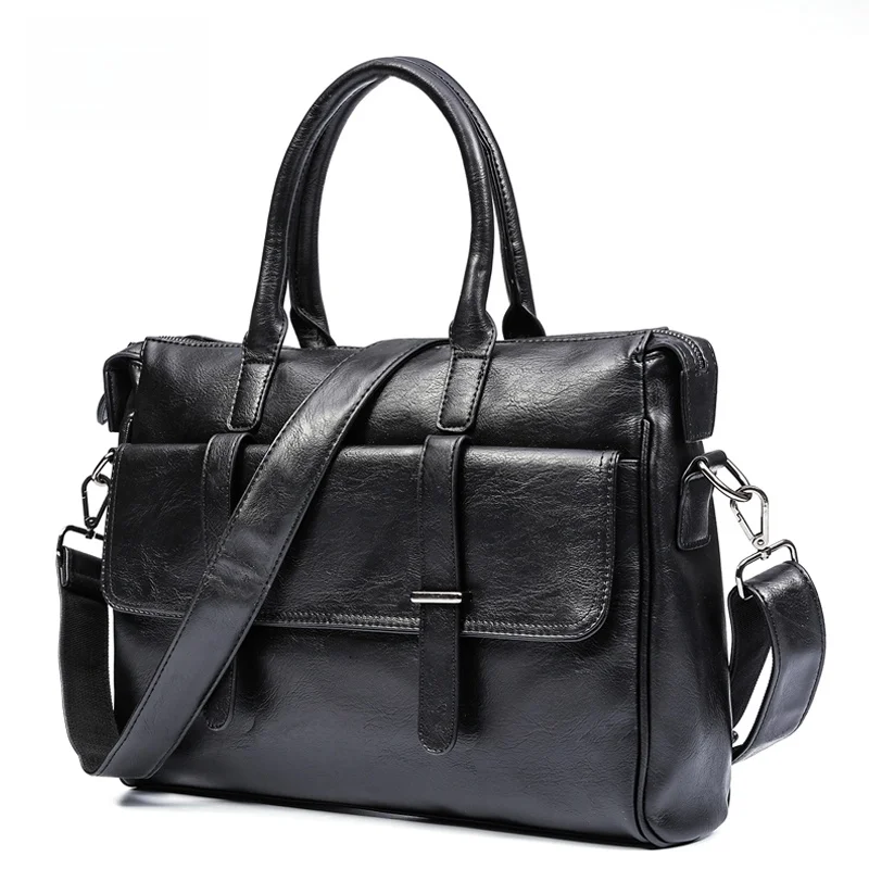

Borggens Men's Busin Bag Casual oulder Crossbody Bag for Traveling Document Bag Soft PU Leather Zipper Closure OL Sle