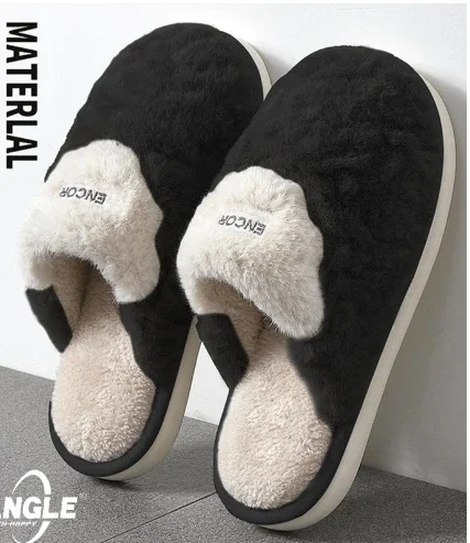 Winter New Plush Fluffy Slippers Women Warm Slip Non Thick Sole House Casual Shoes Man Comfortable Soft Fur Indoor Home Slides