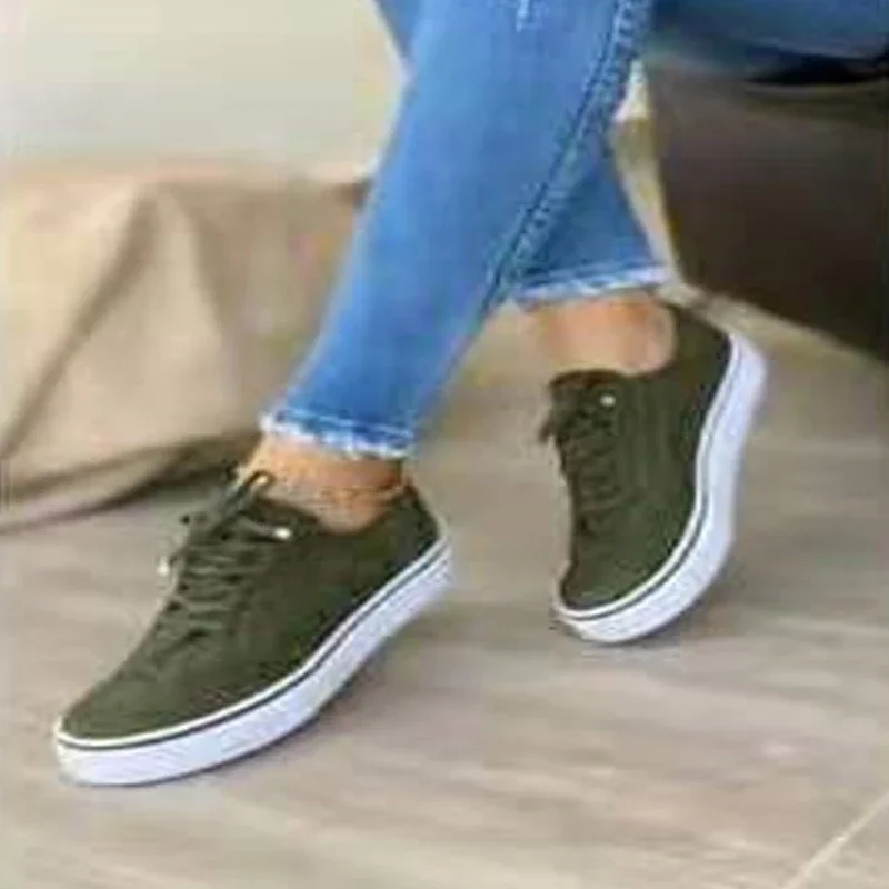 New Women Casual Shoes Fashion Solid Color Lace-Up Breathable Flats Simple Comfortable Round Toe Loafers Tenis Fashion Feminino