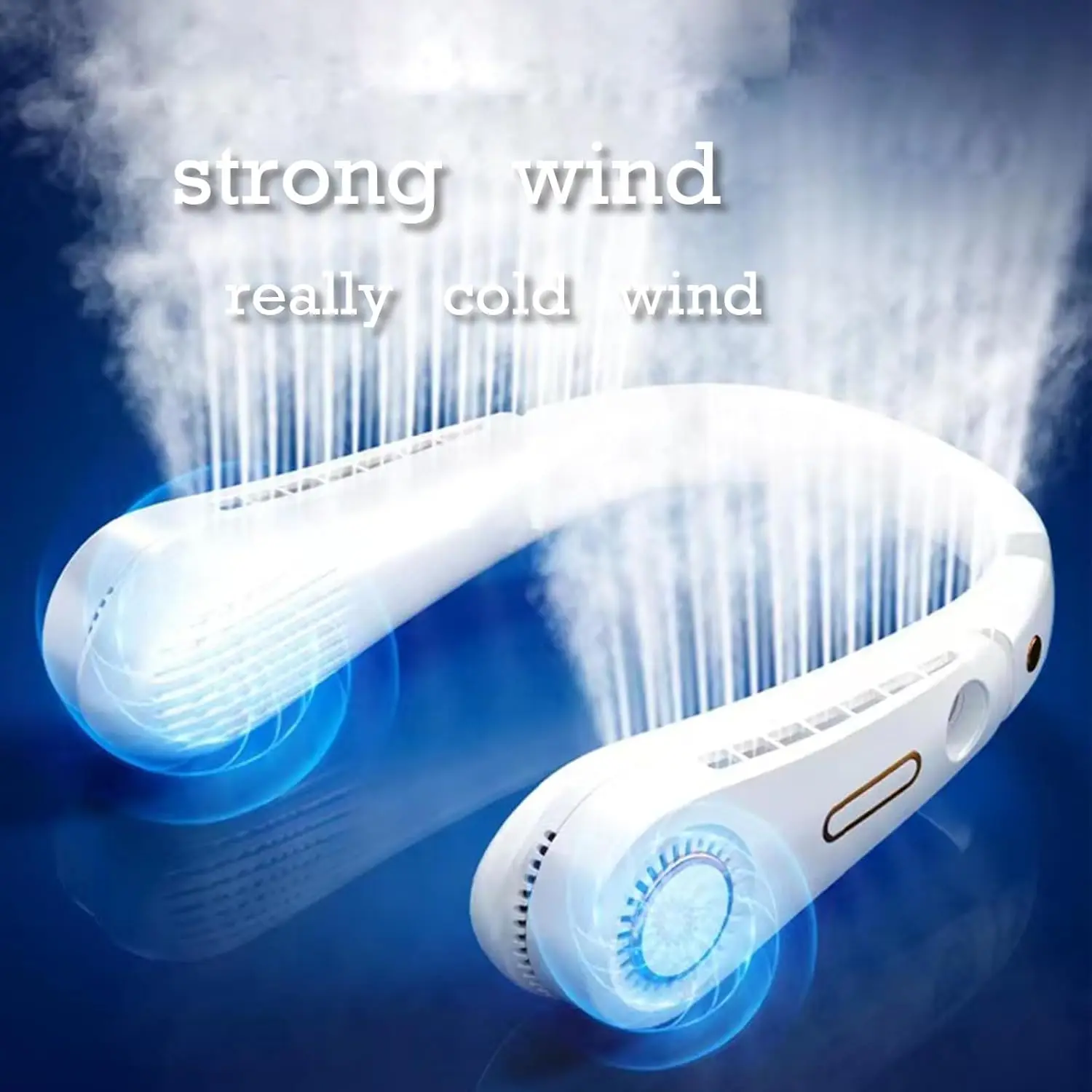 【جديد 2023】مروحة رقبة جديدة محمولة بجميع الزوايا، مروحة خالية من الشفرة بدون استخدام اليدين، يمكن ارتداؤها مع تصميم سماعة الرأس، رقبة معلقة قابلة للدوران