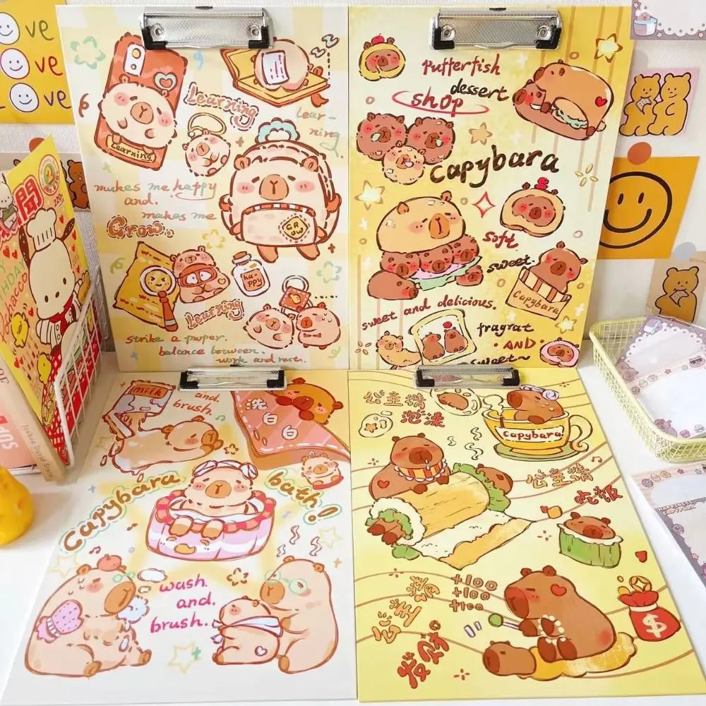 

Kawaii Capibara A4 File Holder Cartoon INS Style File Folder Letter Print Test Paper Folder