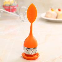 Silicone Tea Infuser Reusable Tea Strainer Sweet Leaf with Drop Tray Novelty Tea Ball Herbal Spice Filter Tea Tool