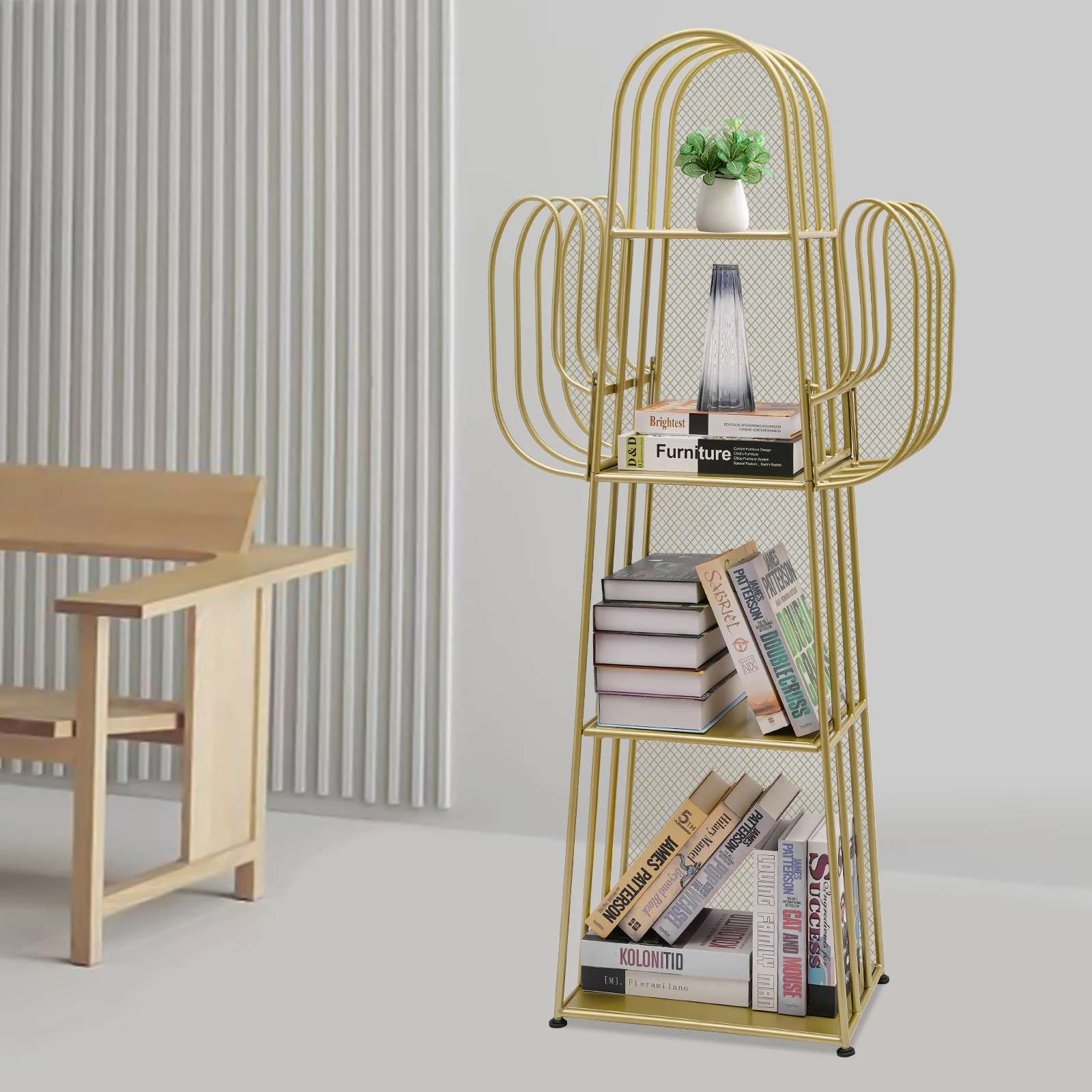 4段本棚、自立型本棚、収納オーガナイザー