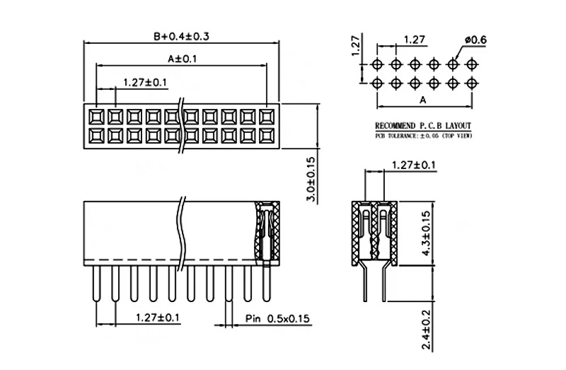 10Pcs 1.27mm 2 3 4 5 6 8 10 12 15 20 40 Female Pins Header Socket Gold Plated Solderless Double Row Pinheader Connector for Pcb