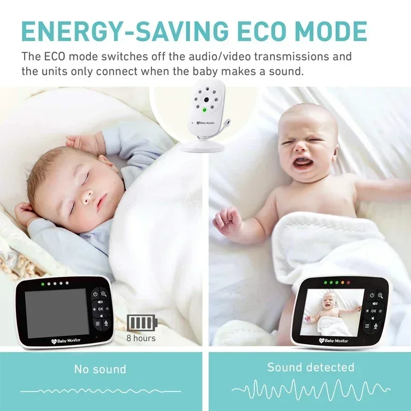 Two Way Audio,Temperature Sensor,ECO Mode,Lullabies Babystar 3.5 Inch Wireless Baby Monitor, Night Vision Camera