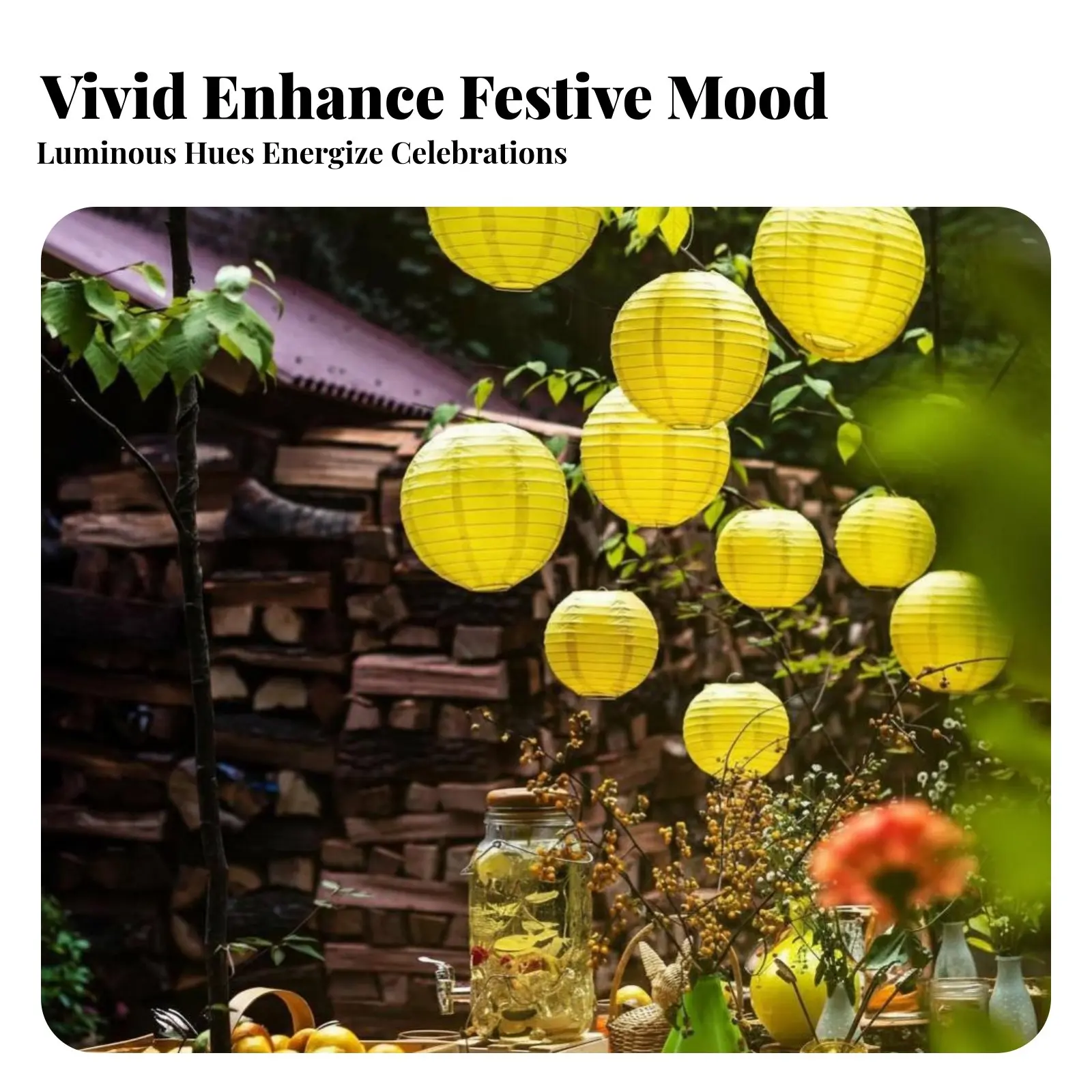 

Yellow Round Paper Outdoor Hanging Decoration for Garden, Birthday, Wedding, Event