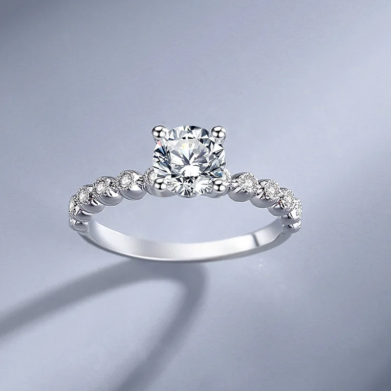 

Classic four claw mozanne diamond ring for women s 925 sterling silver European and American wedding ring cross-border jewelry