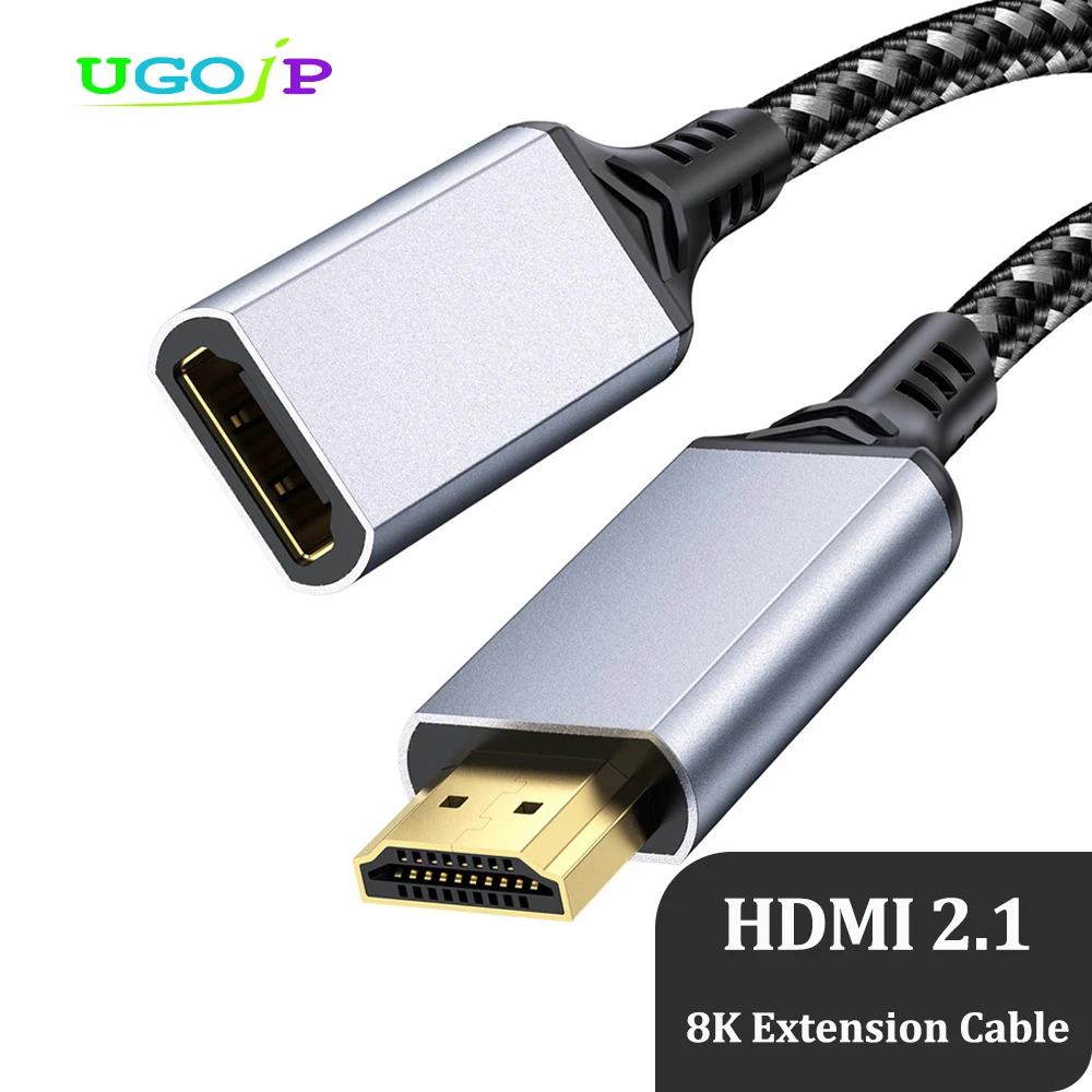 UGOjP HDMI 2.1 Extension Cable 8K HDMI 2.1 Cable Male to Female Extension Cord For HDTV PS5 Xbox TV Laptop HDMI Extender Adapter