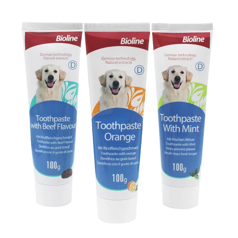 100g 3 Flavors Mint, Beef, Sweet Orange, Pet Toothpaste Oral Cleaning Dog Brushing Supplies Fresh Breath