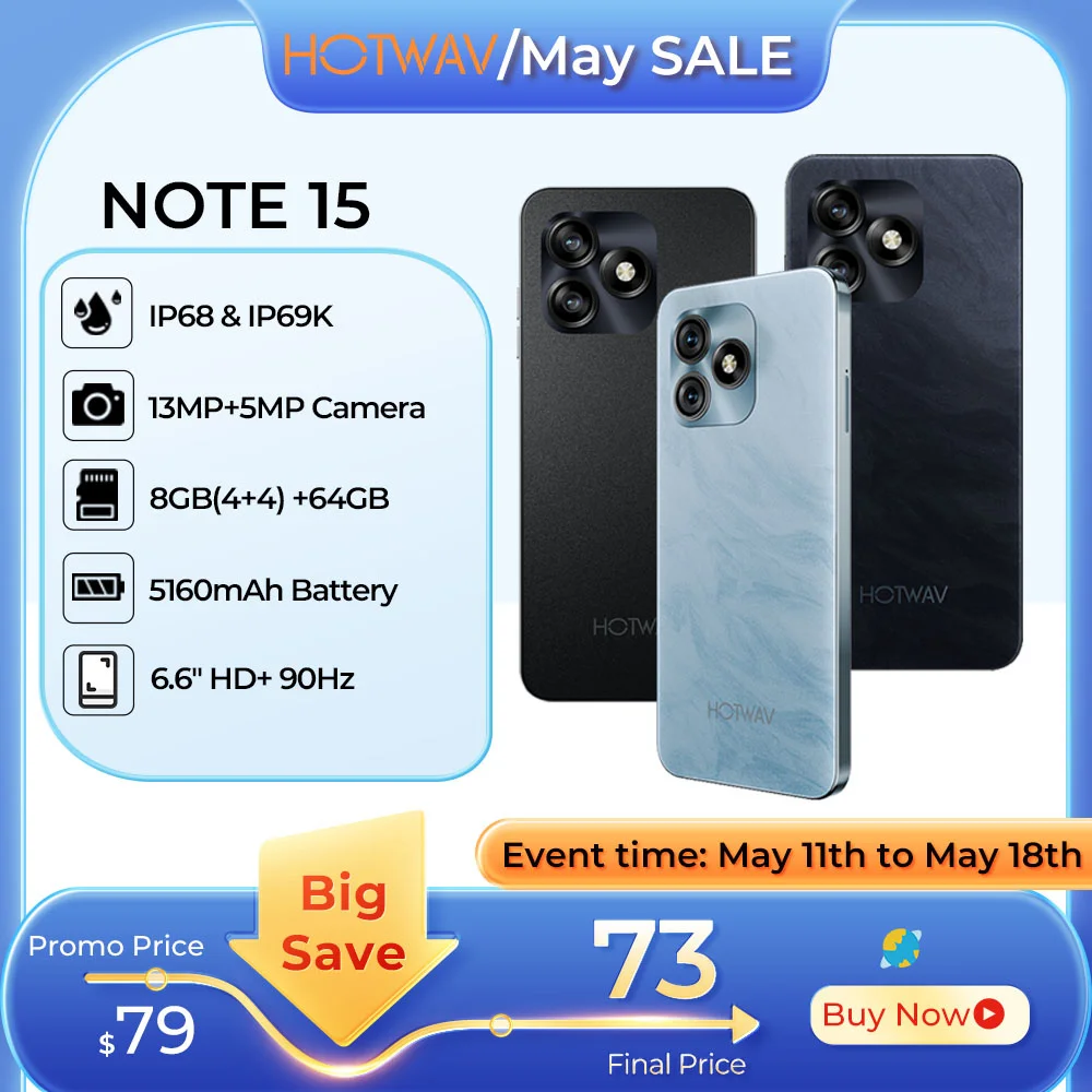 【Schiff aus Deutschland】 HOTWAV NOTE 15 Smartphone Android 14 5160 mAh Akku Mobiltelefone 8 GB + 64