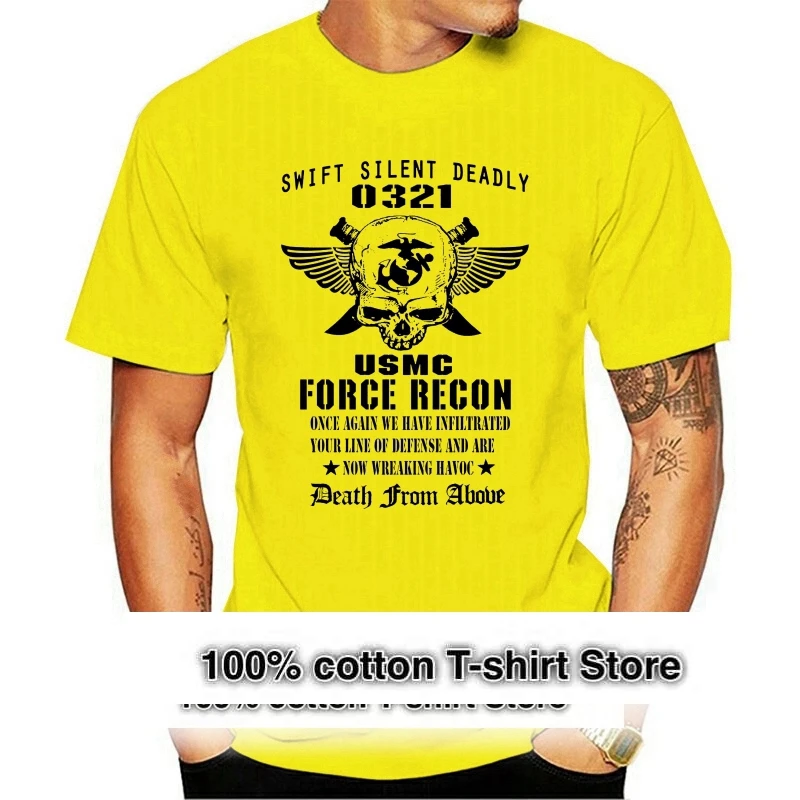 Usmc T-Shirt Us Marines Semper Fidelis Devil Dog Military Force Recon