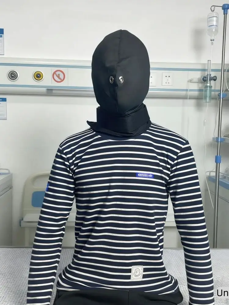 Medische beschermende blinddoek met nekband en magnetische sluiting, gezichtsmasker voor maniakale patiënten, psychiatrie, veiligheid - afbeelding 2