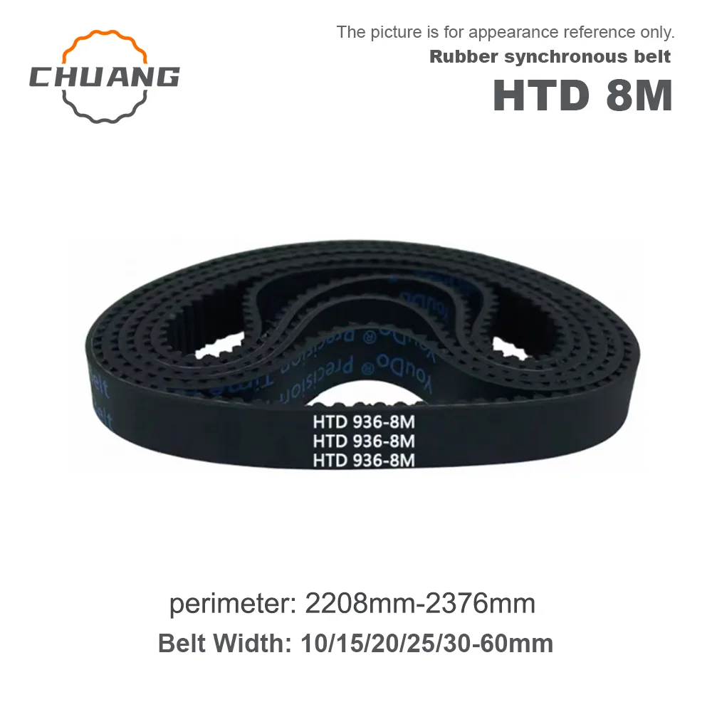 HTD 8M Rubber Timing Belt Width 15/20/ 25/30/ 40/50/60mm Length Perimeter 2208mm ~ 2376mm Closed Loop Pitch 8mm