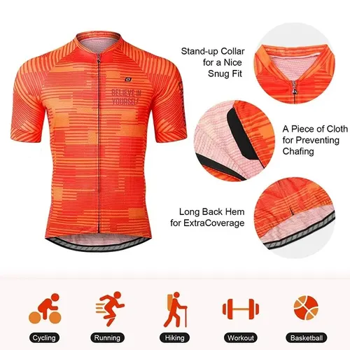 Imagen 2 del producto LAMEDA-maillot de ciclismo para hombre y mujer, camiseta de manga corta con 3 bolsillos traseros, color verde, ropa de equipo MTB para verano, QH018