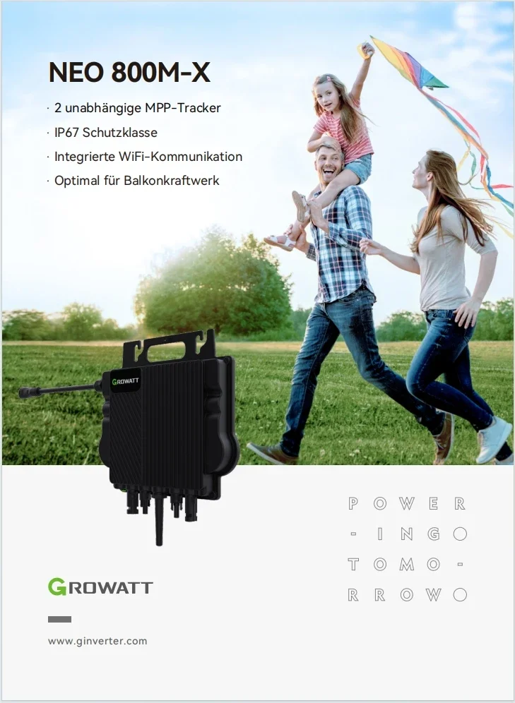 Germany stock  Growatt  NEO 800M-X  800w wifi solar micro Inverter Balcony Micro Inverter 800 watt