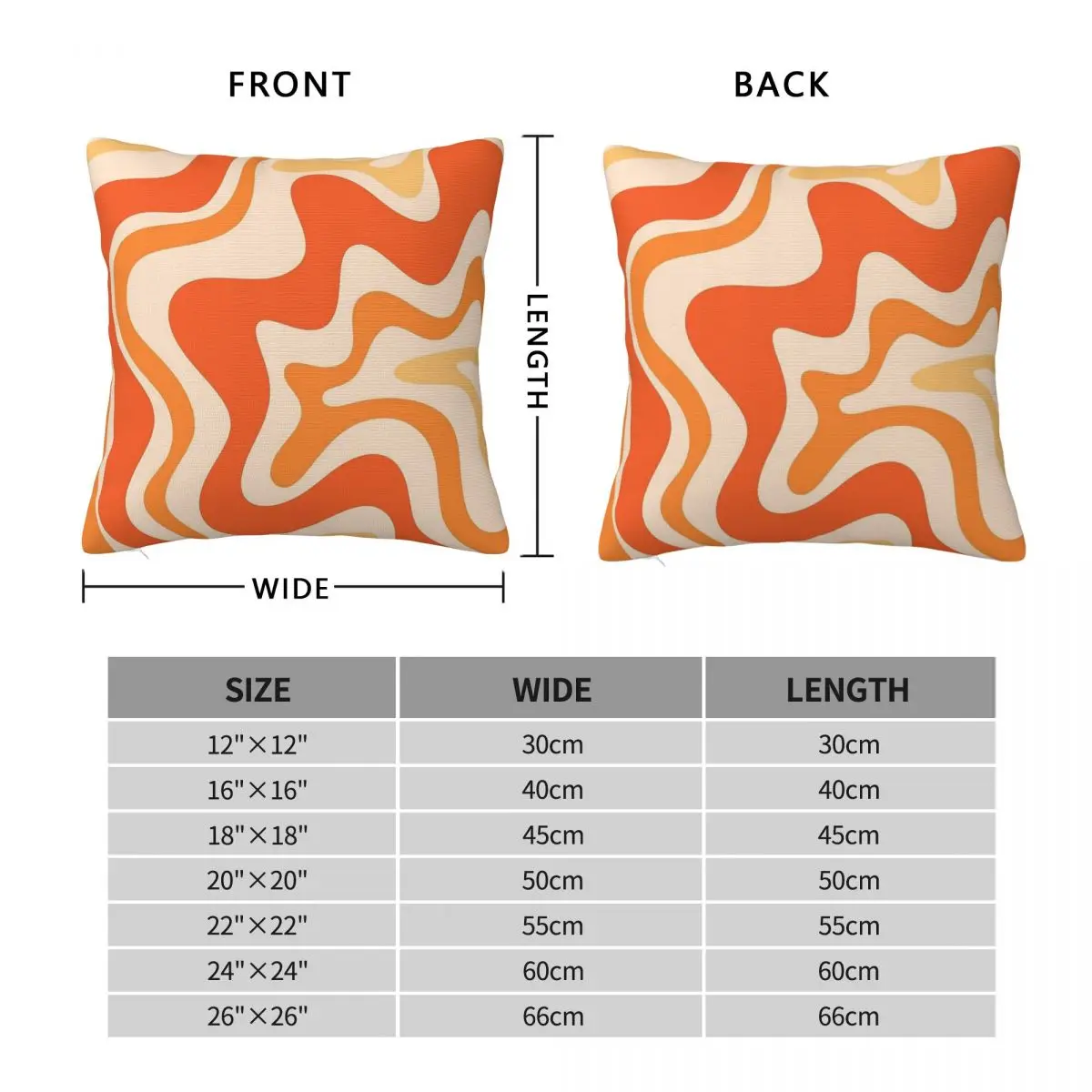 Tangerine Liquid Swirl Retro Square Pillowcase Polyester Linen Velvet Pattern Zip Decor Throw Pillow Case Car Cushion Case 18