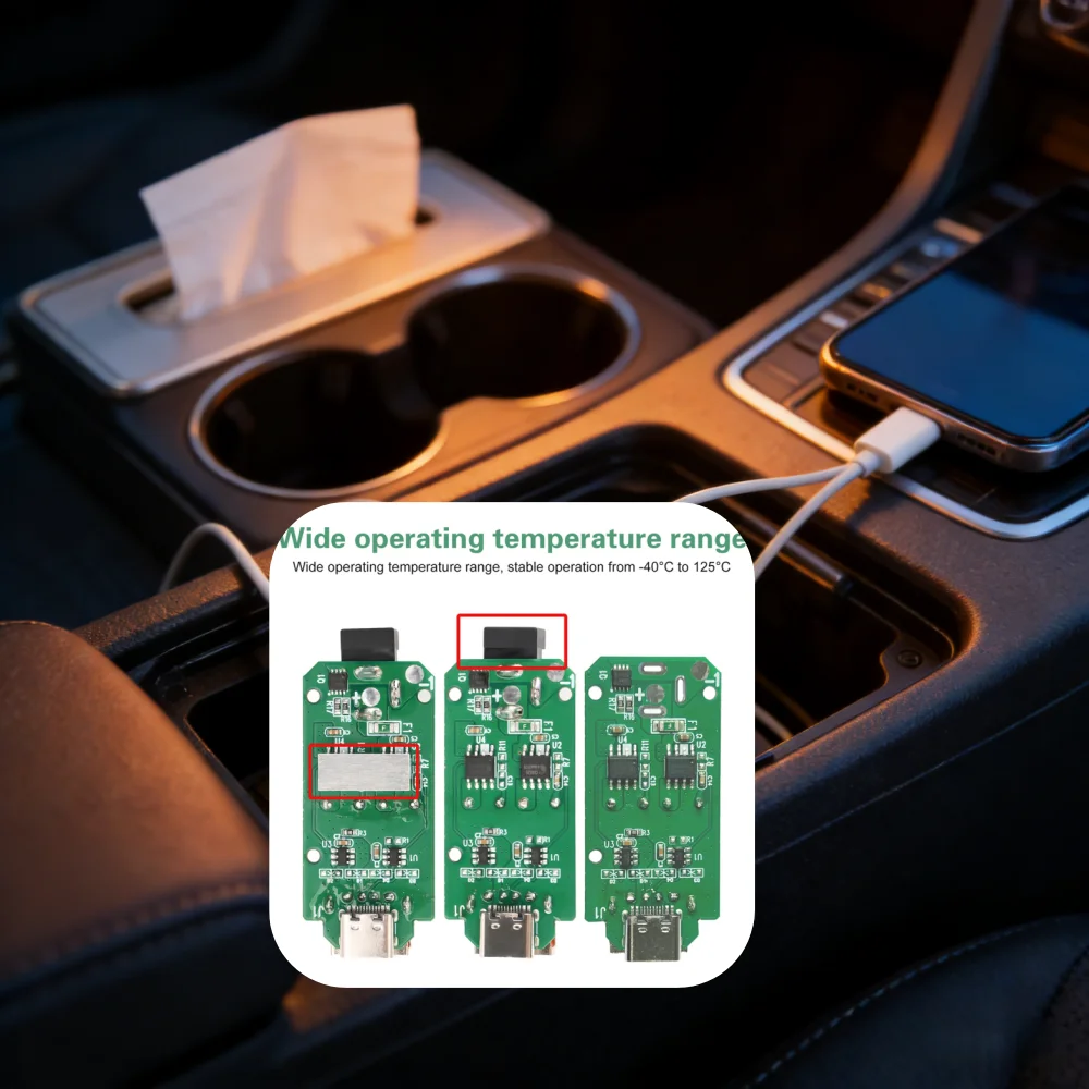 DC 9V-30V vehicle-mounted step-down charging module supports multi-protocol fast charging with independent output USB-A/TypeC
