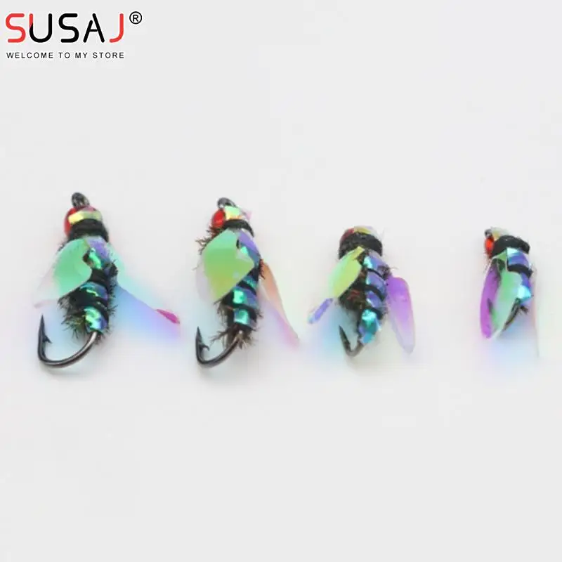 1pc Bionic Fly Lure Bait Fly Hook Winged Insect Bait White Strips Turn Up Your Mouth Sea ​​Bass Predatory Freshwater Bait