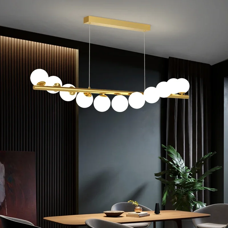 

LED Chandelier For Dining Room Kitchen Bar Living Room Bedroom Ceiling Pendant Lamp Modern Nordic Style Glass Ball Gold G9 Light