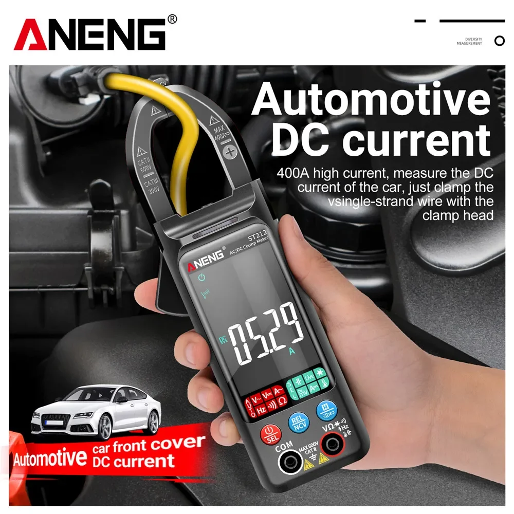 ANENG ST212 Digital Clamp Meter 6000 Counts DC/AC Current 400A Amp Multimeter Large Color Screen Voltage Tester Car Hz NCV Ohm