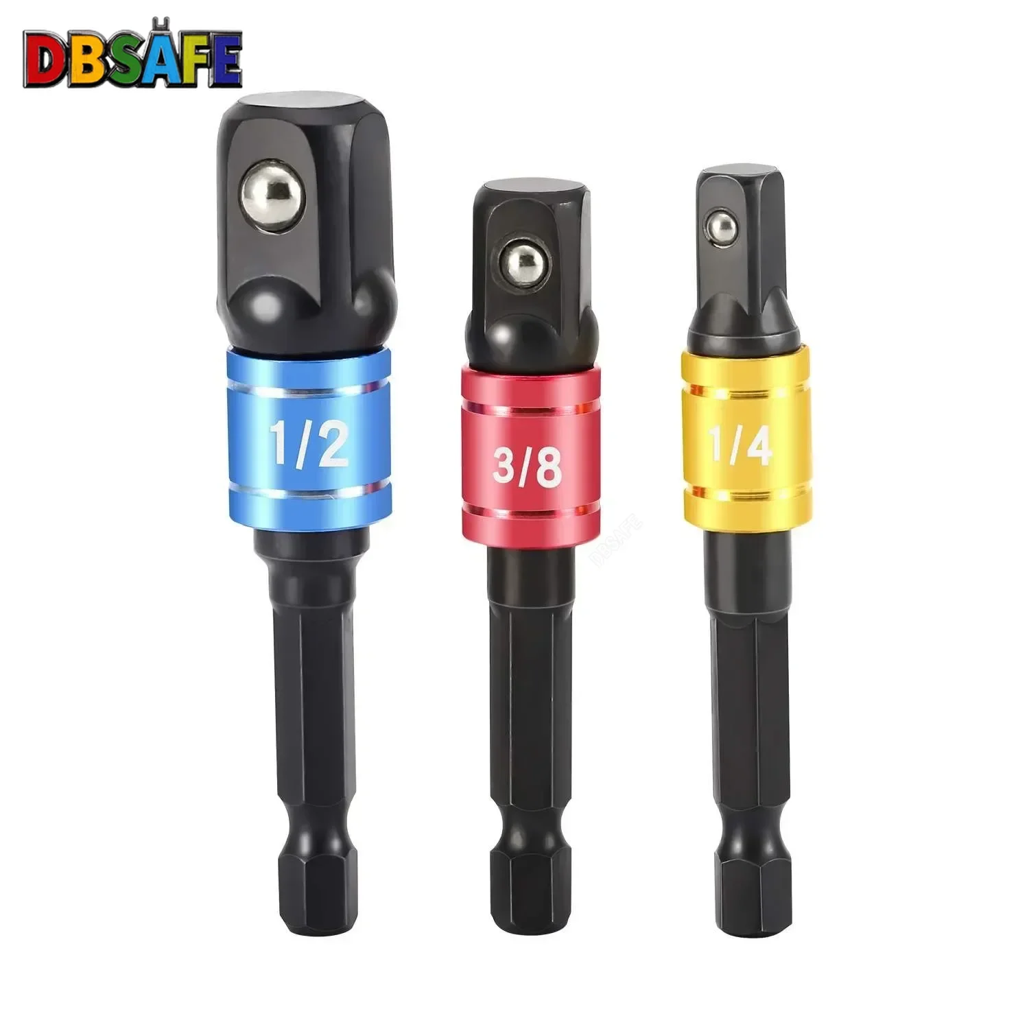 

3 шт., адаптер-удлинитель для ударной отвертки, удлиненный преобразователь, электрическая дрель с шестигранной головкой и высокоскоростной гайкой, квадратный ключ с наружной резьбой 1/4 3/8 1/2