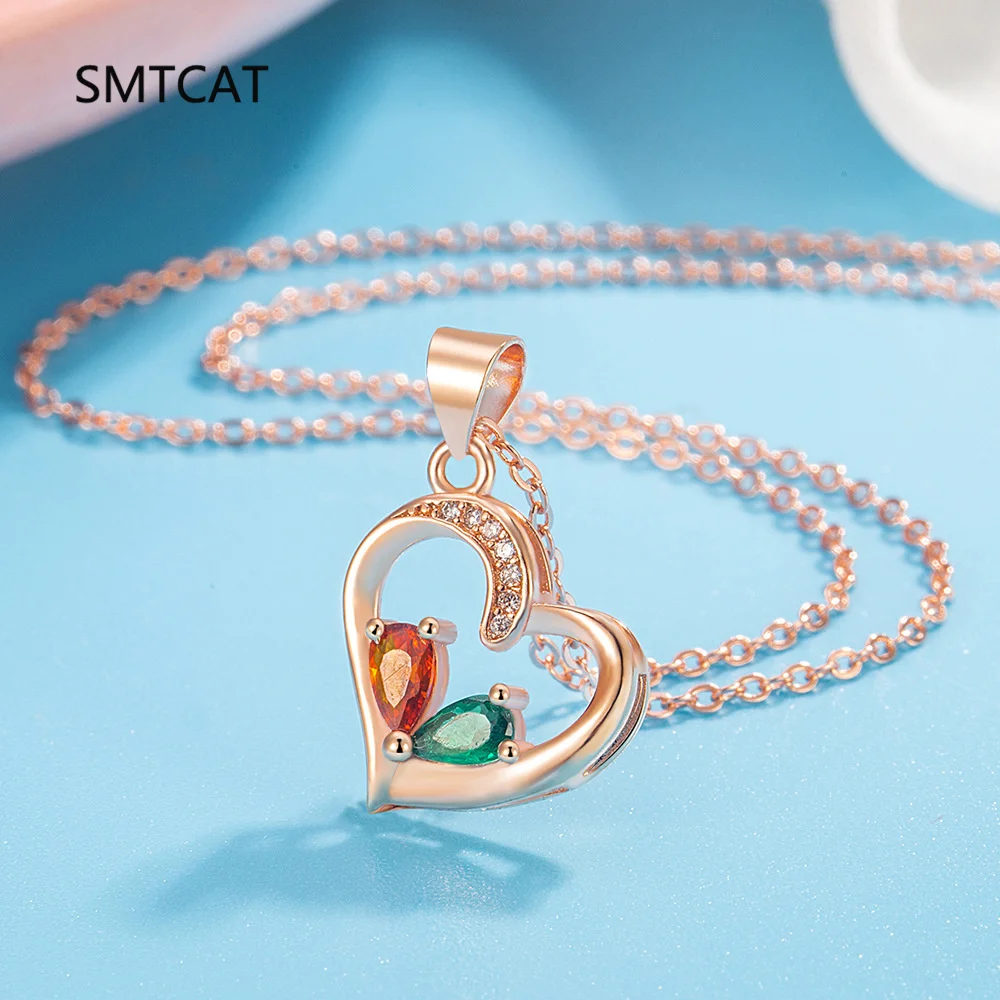 Pear Cut Natural Red Garnet Emerald 925 Sterling Silver Love Heart Pendant Necklace for Women Colorful Gemstone Jewelry Choker view 5