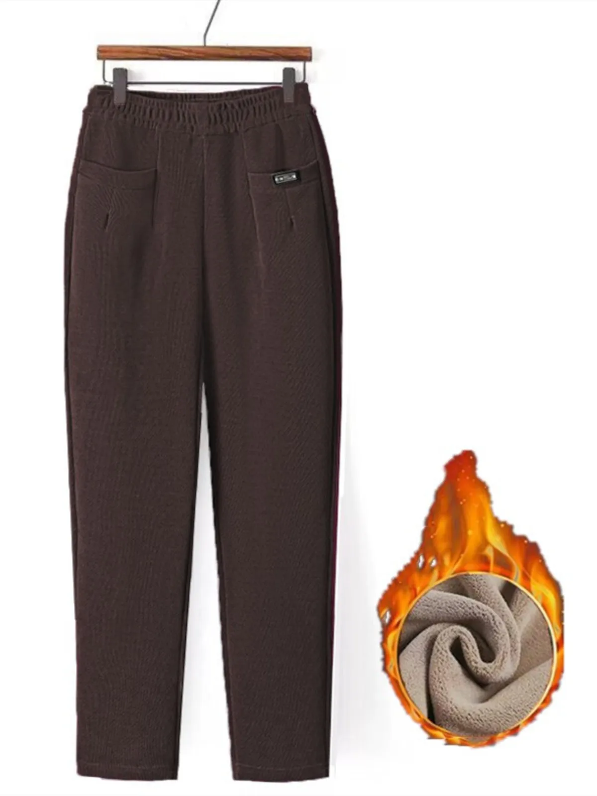 بنطلون نسائي كاجوال سميك من الصوف للخريف والشتاء، بخصر عالٍ وتصميم هارلان، سروال مخملي دافئ ومريح من ألياف البوليستر #2