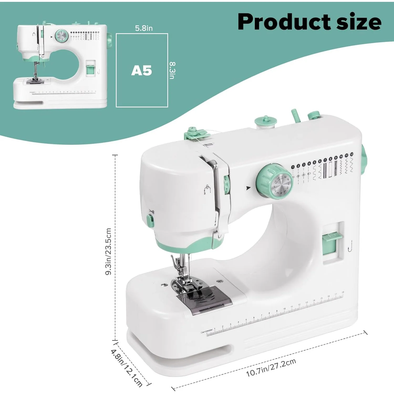 12 Kinds of Stitch Two-Speed Pedal Sewing Machine, Stable Sewing of Thick Materials, Convenient and Practical for Home Use.