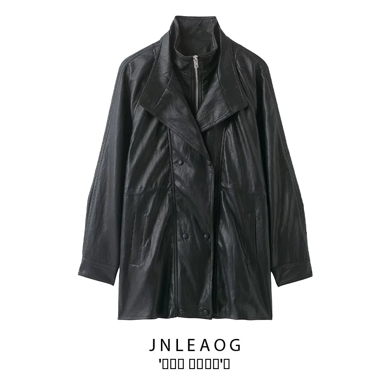 Capispalla da donna Jaet in pelle di colore puro Faionable JNLEAOG Autunno Nuovo Sle Design versatile High-End Feel Busin Casual