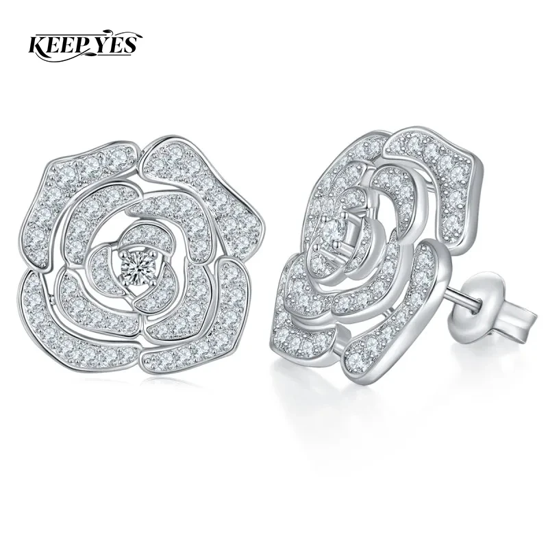 

Серьги-гвоздики KEEP YES 1.18ct в форме цветка, полностью из муассанита, для женщин, сверкающие, имитация бриллиантов, ювелирные изделия из стерлингового серебра 925 пробы