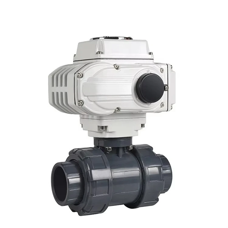 Valvola a sfera elettrica UPVC che regola la valvola a sfera motorizzata a doppia unione Valvola a sfera in PVC 220V con attuatore elettrico
